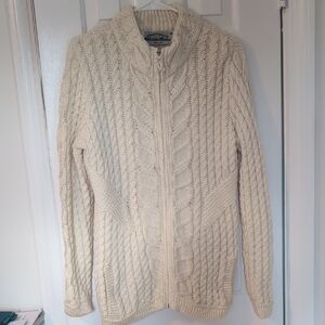 Aran Crafts Women's Zip Up Cream Sweater
